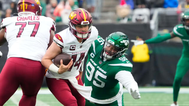 Jets' DT Quinnen Williams pressures Washington QB Sam Howell